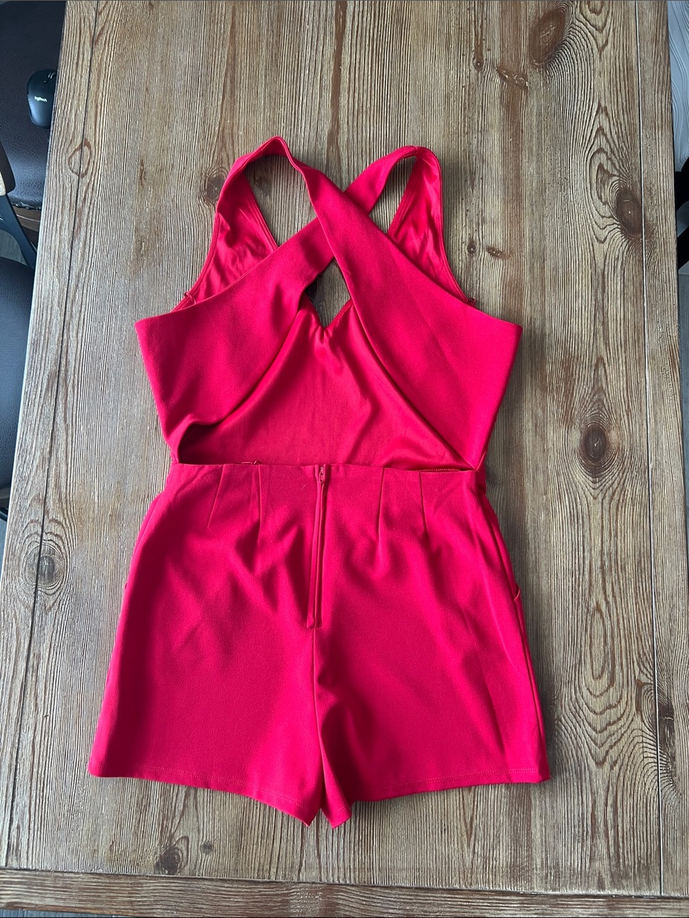 NWT Bright Red Cross-Back Romper - Picture 5 of 7
